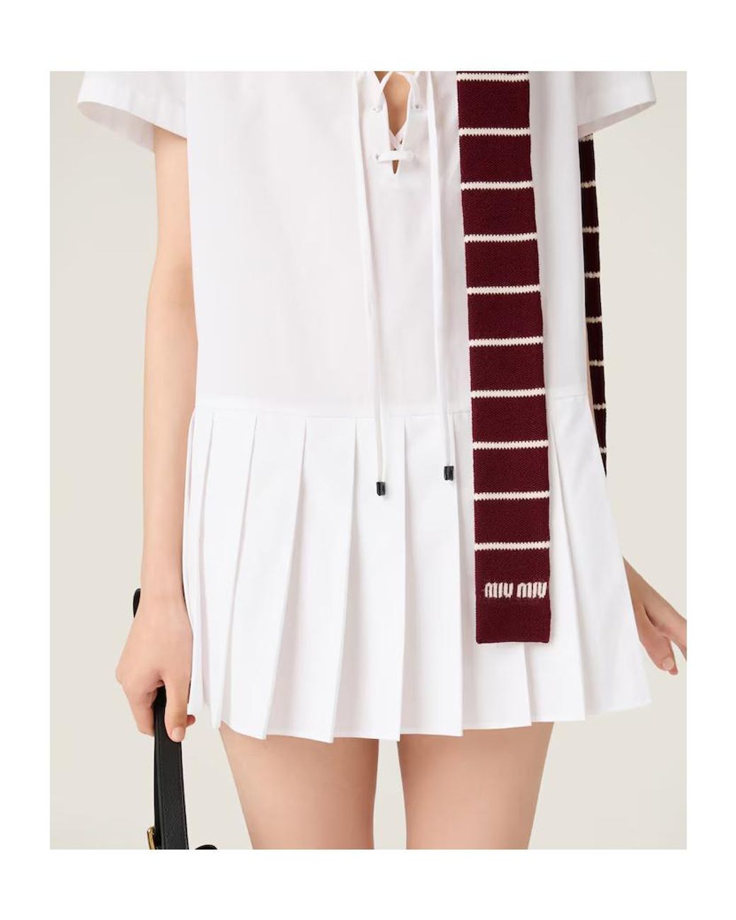 Miu Miu White Short-Sleeved Poplin Dress