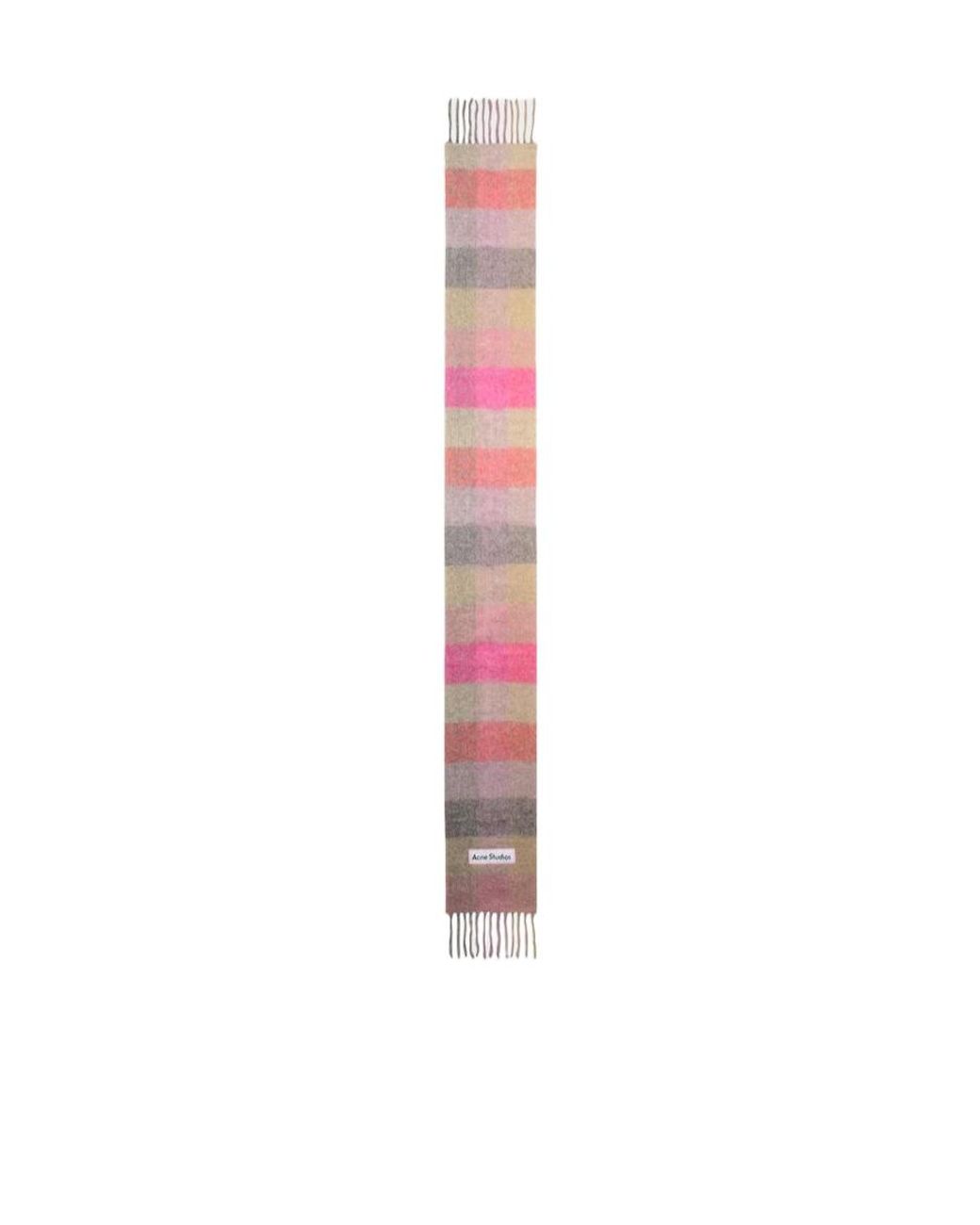 Acne Pink Logo Patch Checked Scarf for men