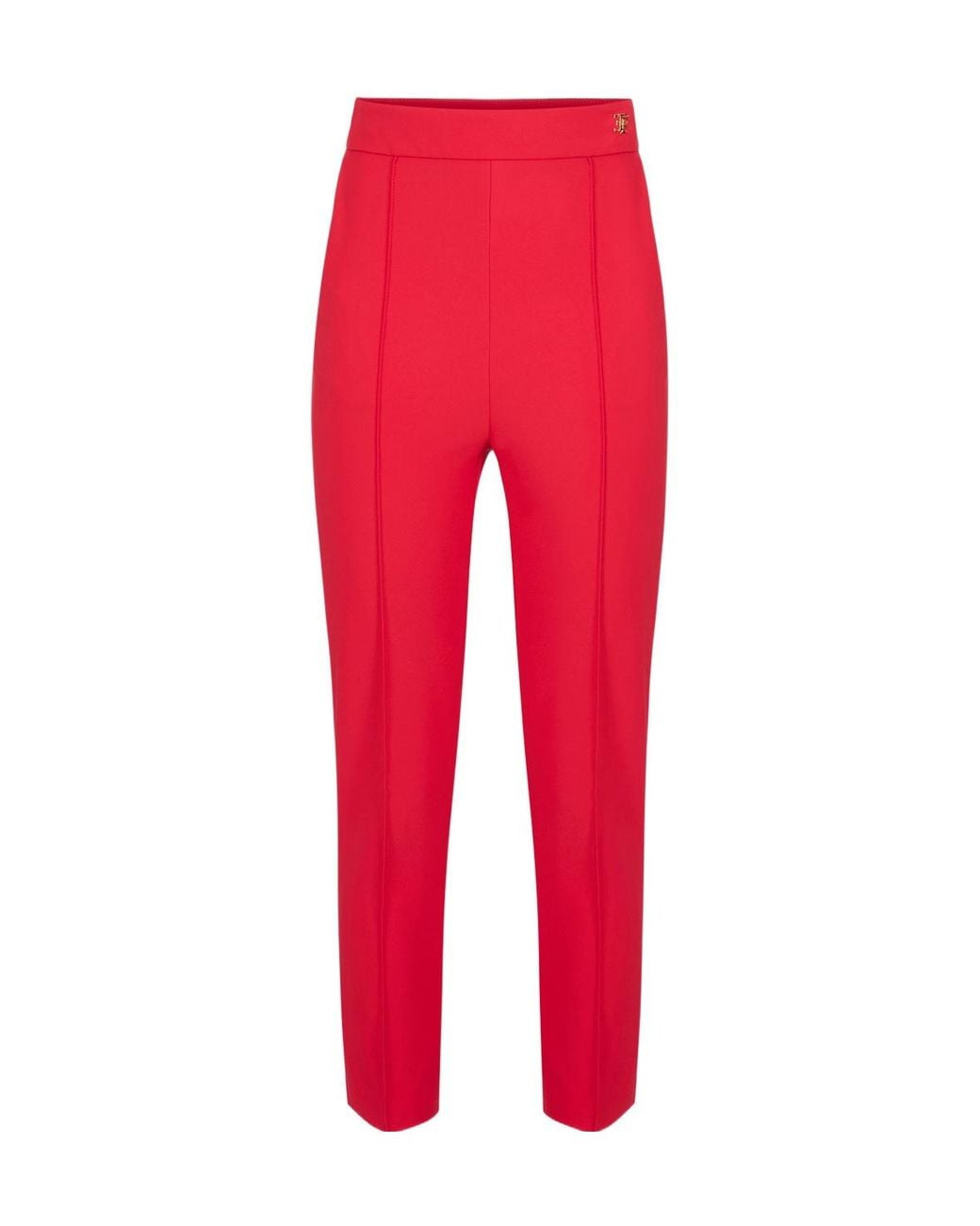 Elisabetta Franchi Red Technical Fabric Trousers