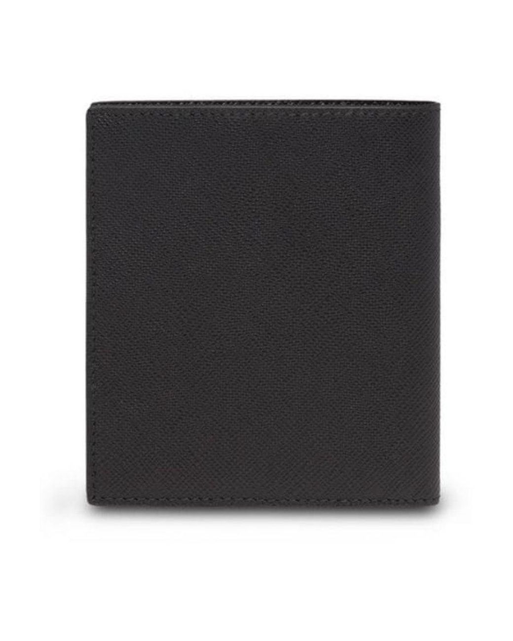 Prada Black Logo Plaque Bi-Fold Wallet for men