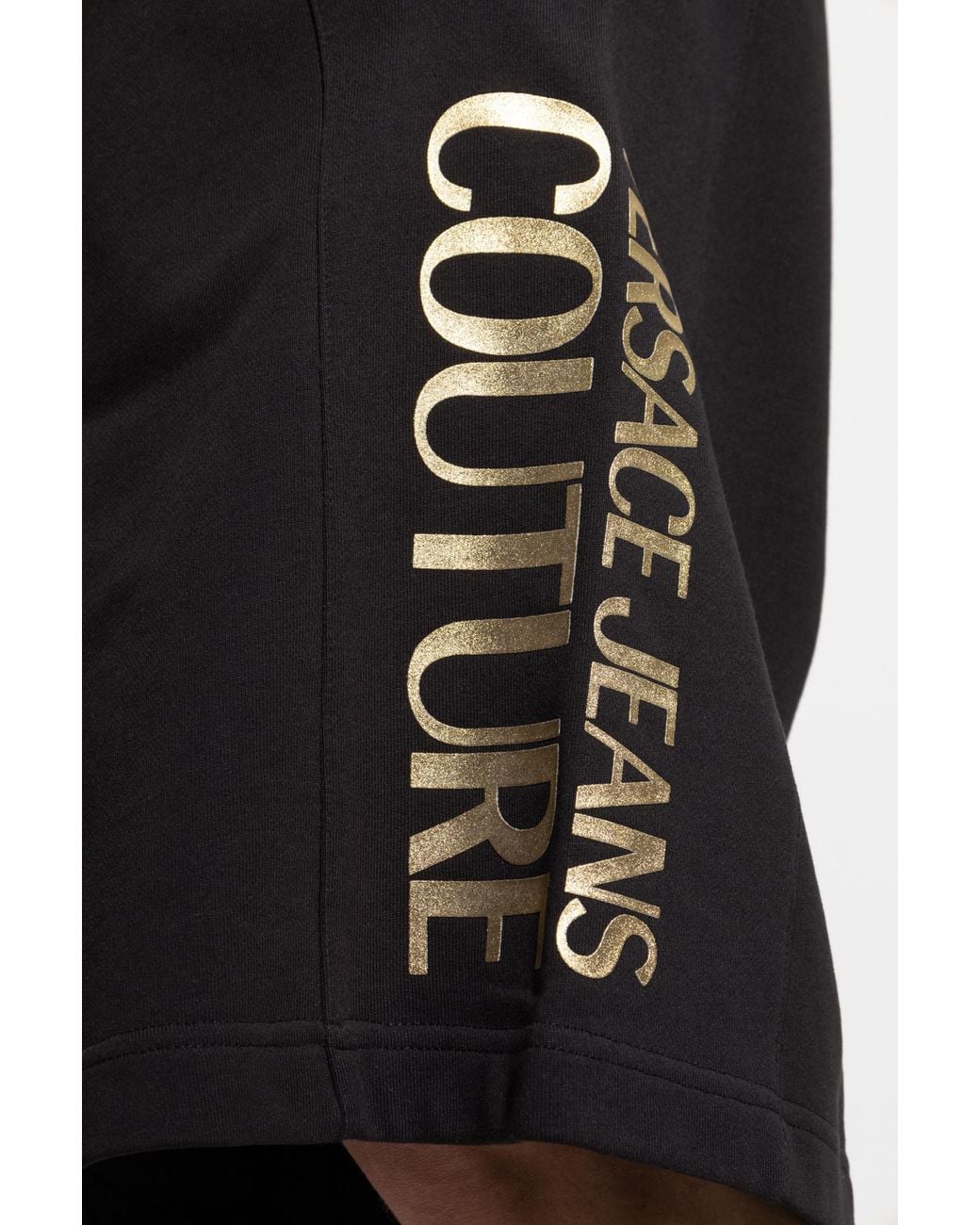 Versace Jeans Black Couture Logo Print Shorts for men