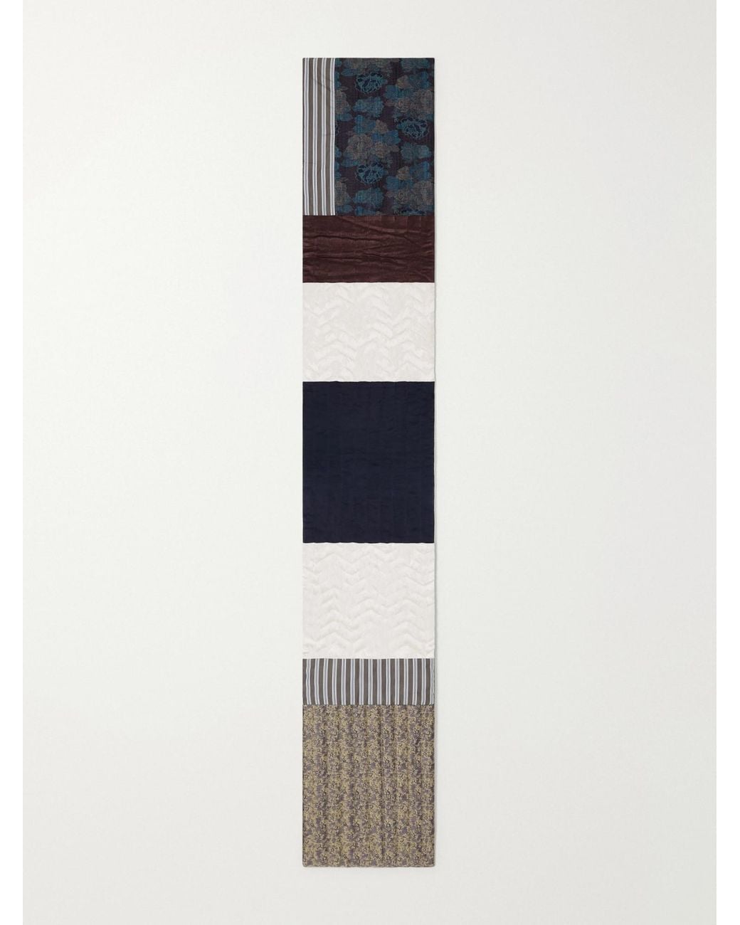 Dries Van Noten Brown Patchwork Quilted Scarf