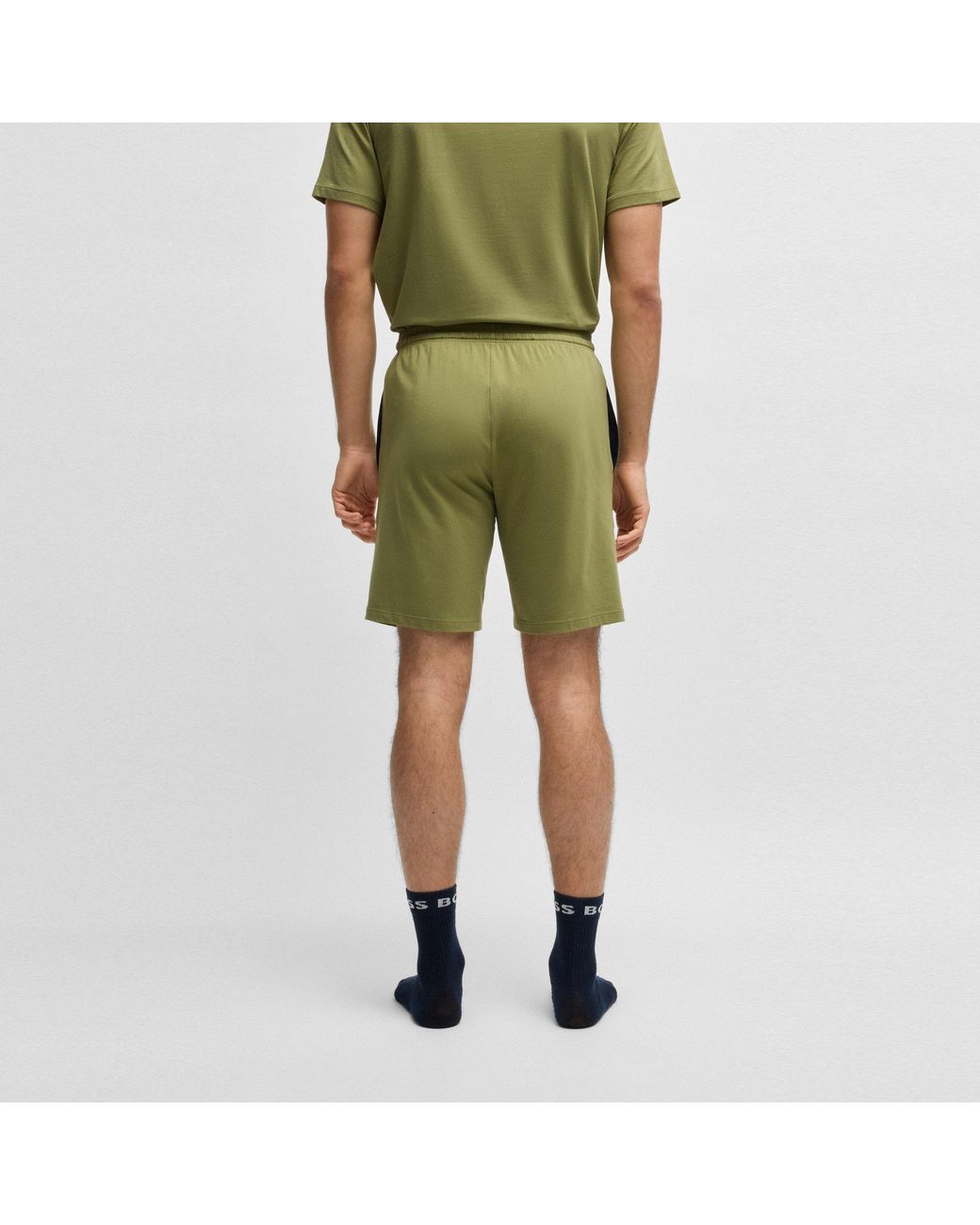 Boss Green Stretchy Cotton Shorts for men