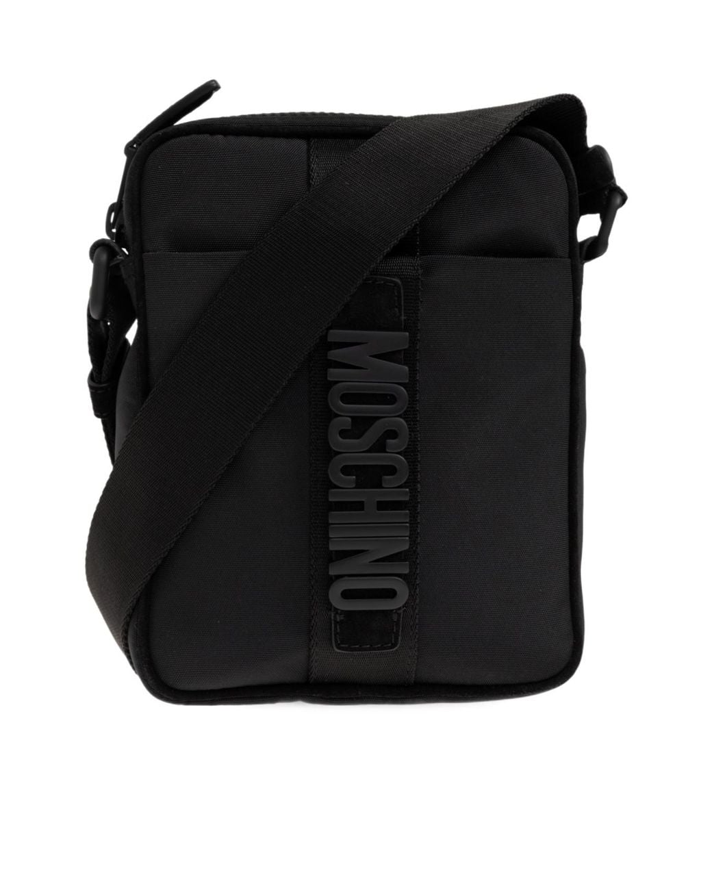 Moschino Black Logo Plaque Shoulder Bag for men