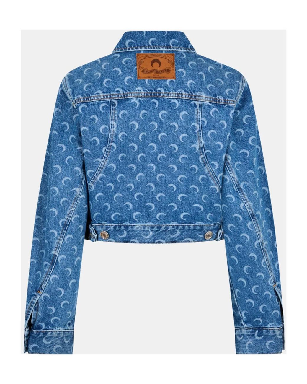 MARINE SERRE Blue Moon Pattern Button Denim Jacket