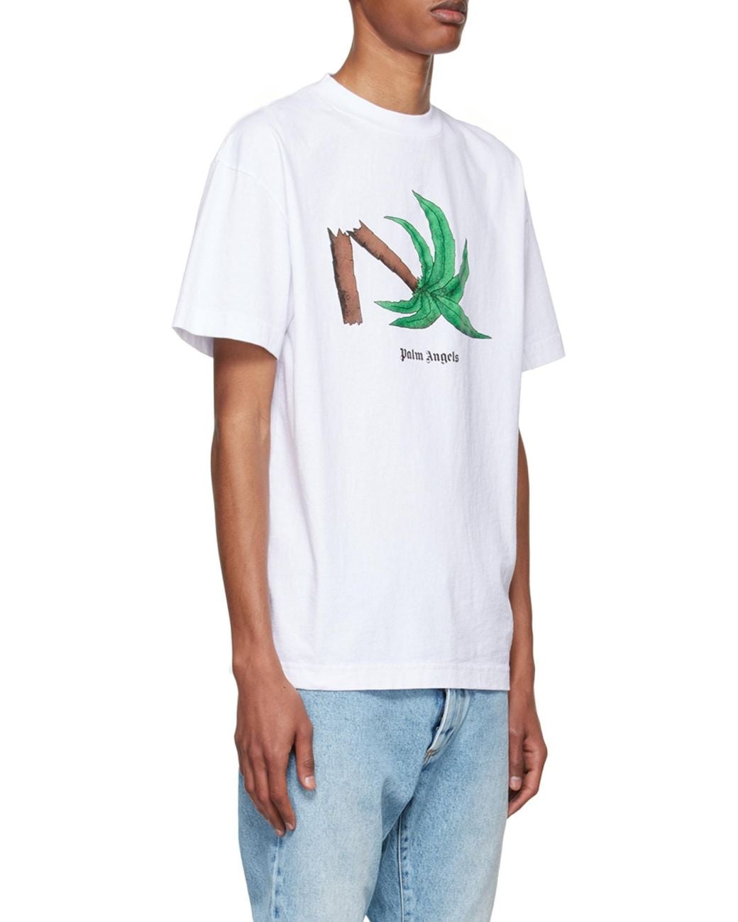Palm Angels White Broken Palm Print T-Shirt for men