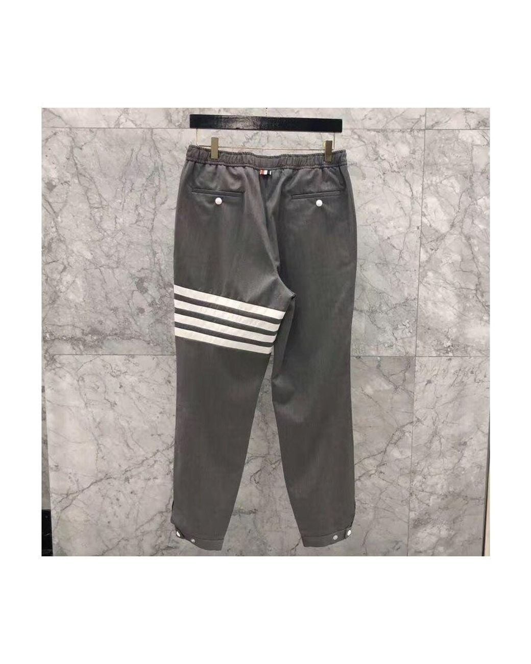 Thom Browne Gray Plain Weave Suiting Track Pants for men