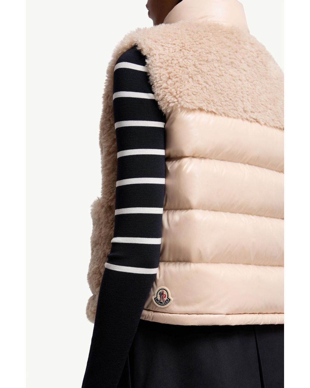 関税込 Moncler Joui Teddy Down Gilet Light Beige Joui Faux Fur & Teddy Down Vest - Vests for