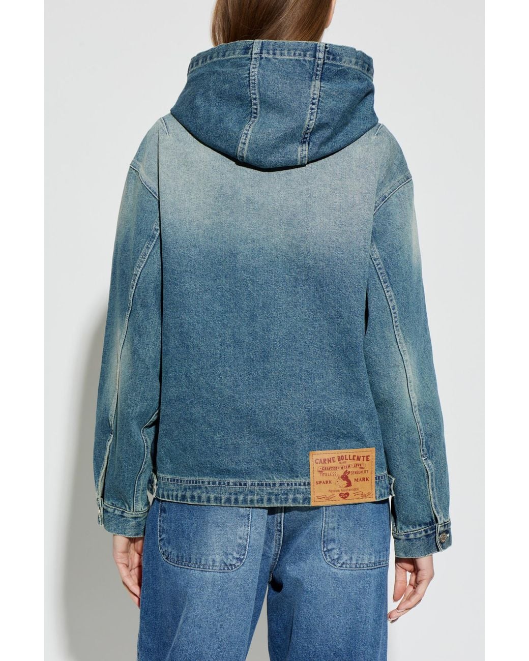 Carne Bollente Blue Heart Hooded Denim Jacket for men