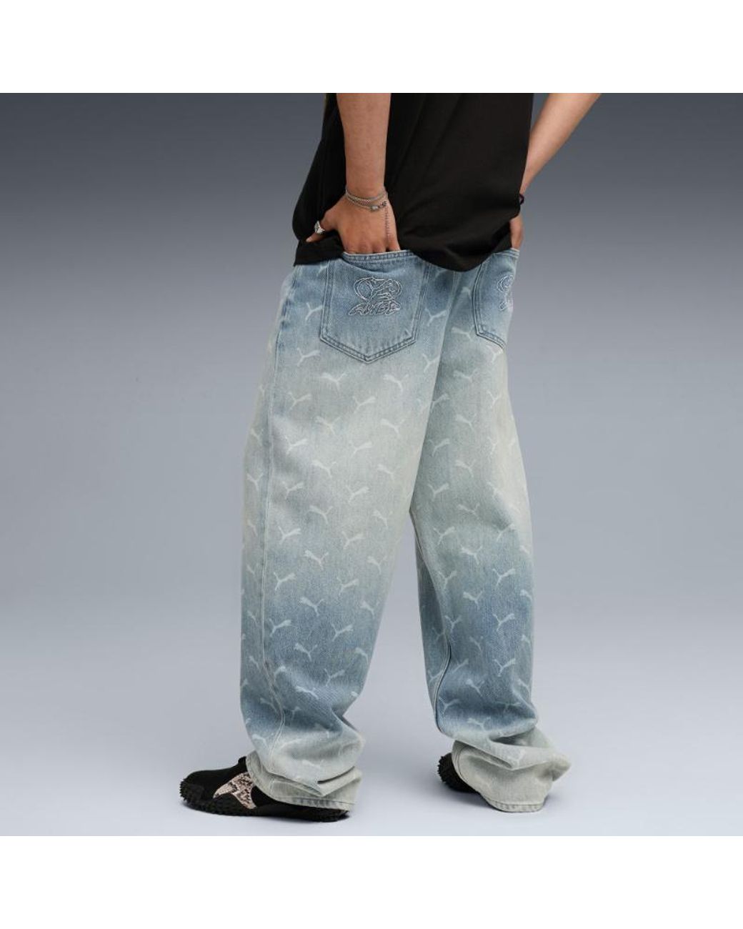 PUMA Blue X Aap Rocky Logo Monogram Straight-Leg Jeans