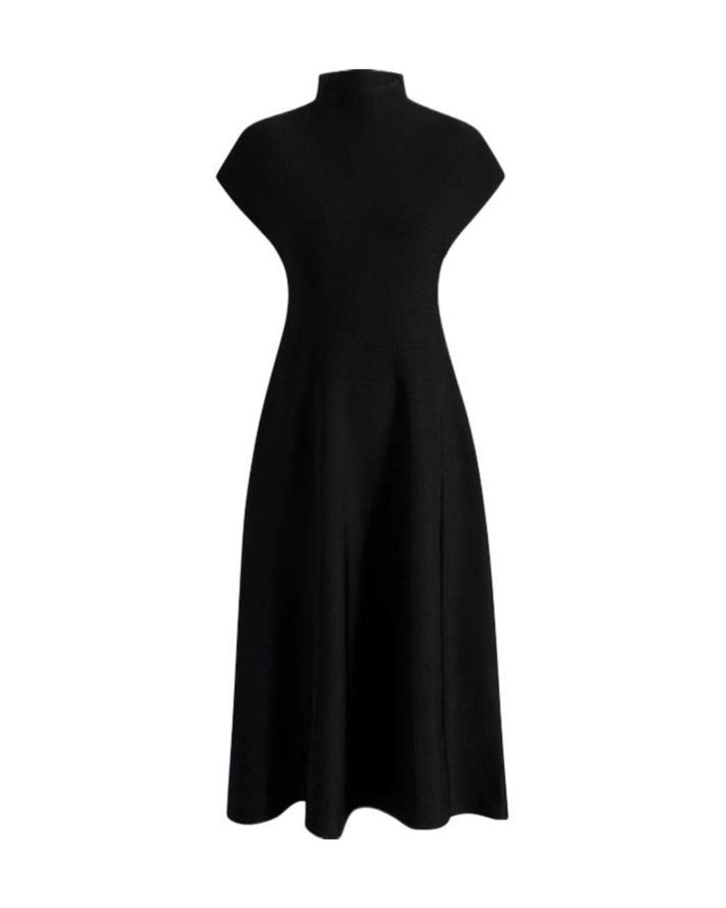 Khaite Black Lyra High-Neck Knitted Midi Dress
