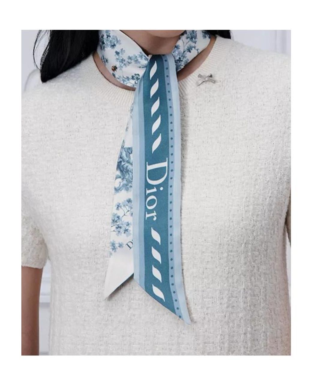 Dior Blue Toile De Jouy Clover Mitzah Scarf