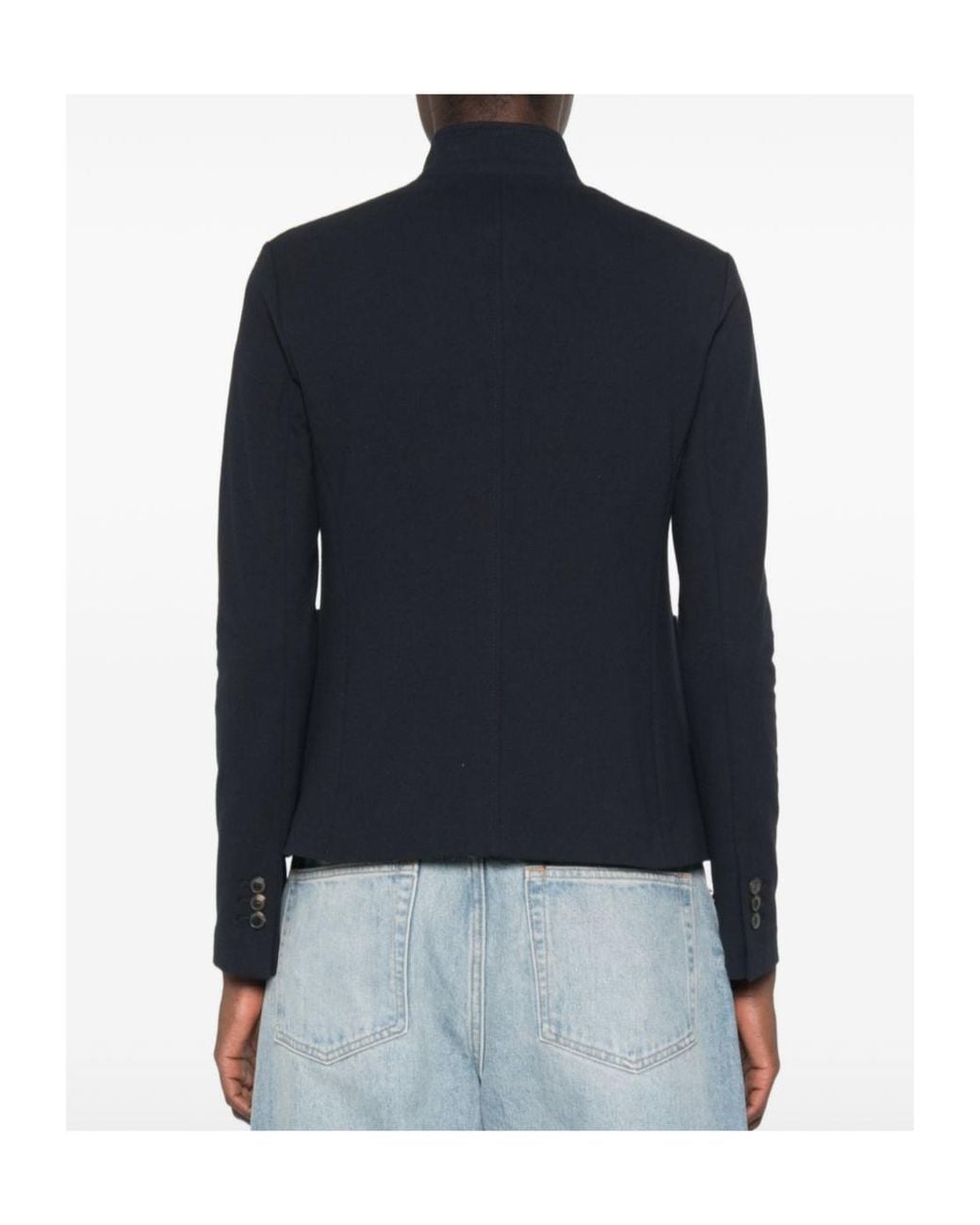 Circolo 1901 Blue Mandarin-Collar Patch-Pocket Jacket