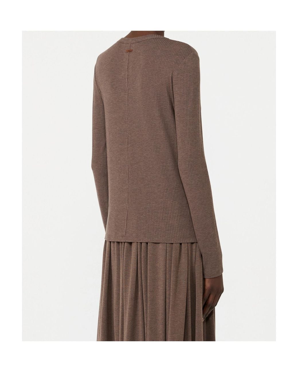 Max Mara Brown Salmone Ribbed-Knit Crewneck Top