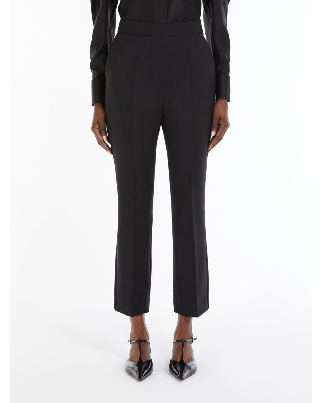 Max Mara Black Nepeta Dart Detailed Cropped Trousers