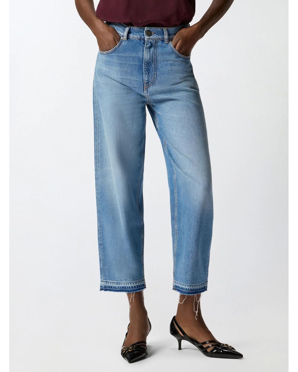 Pinko Blue High-Rise Straight-Leg Jeans