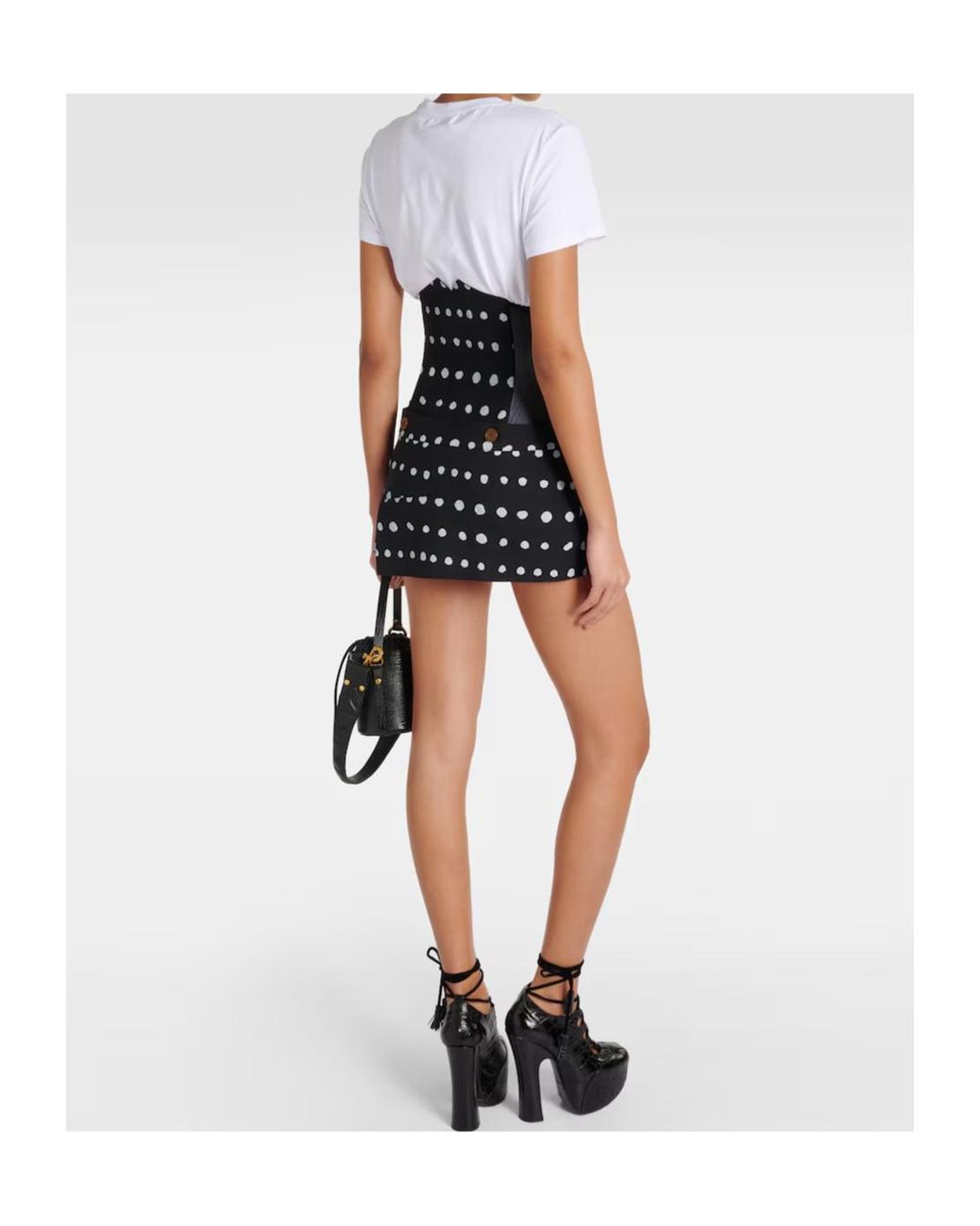 Vivienne Westwood Black Foam Polka-Dot Virgin Wool Miniskirt
