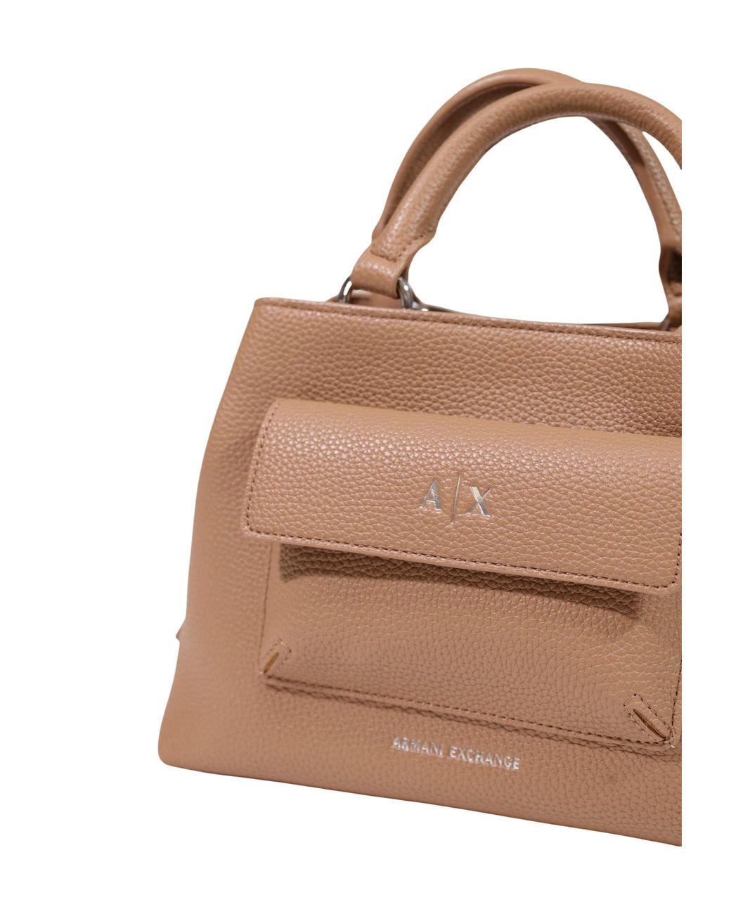 ARMANI EXCHANGE Brown Logo-Plaque Grained-Texture Tote Bag