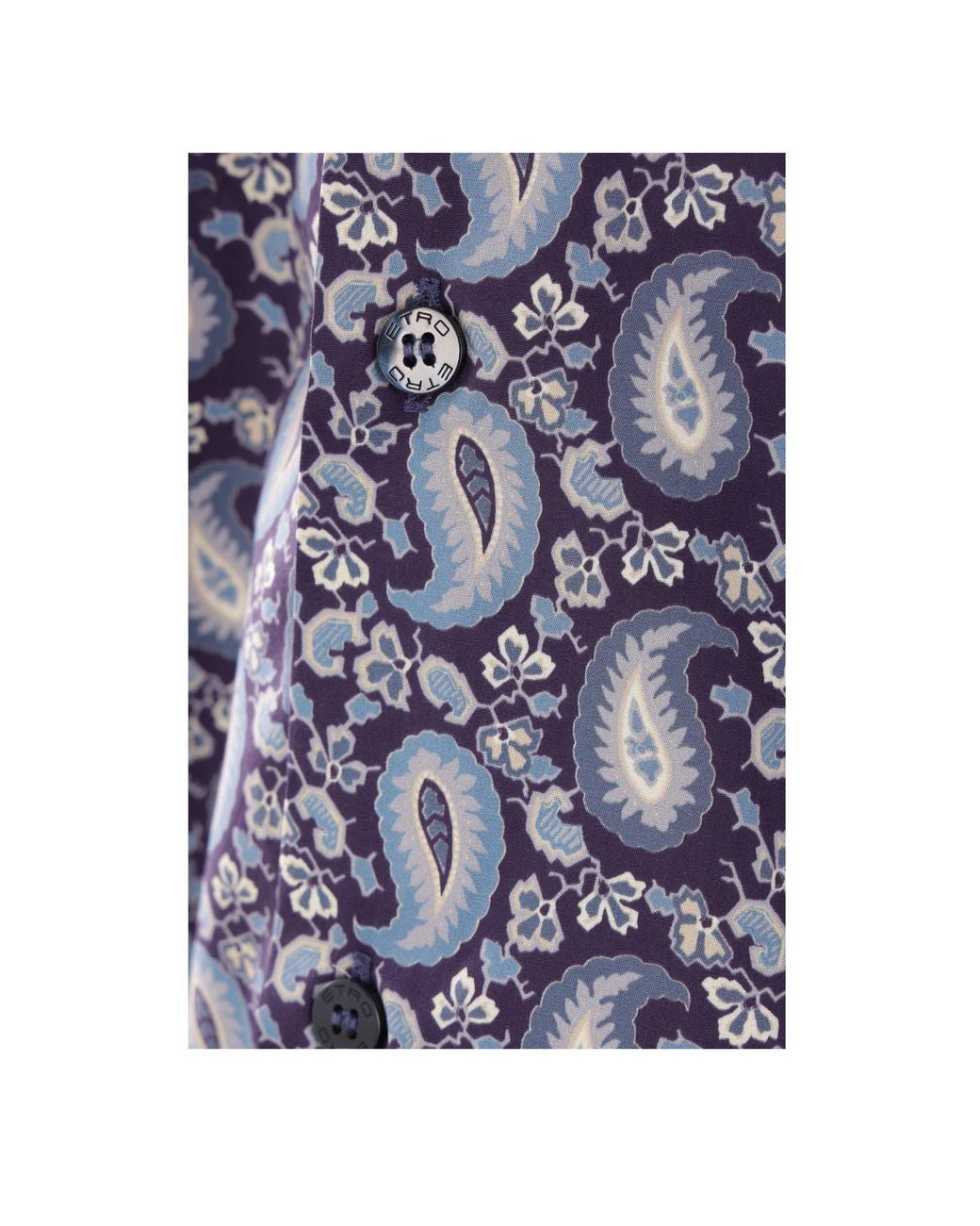 Etro Blue Graphic-Printed Curved Hem Shirt for men
