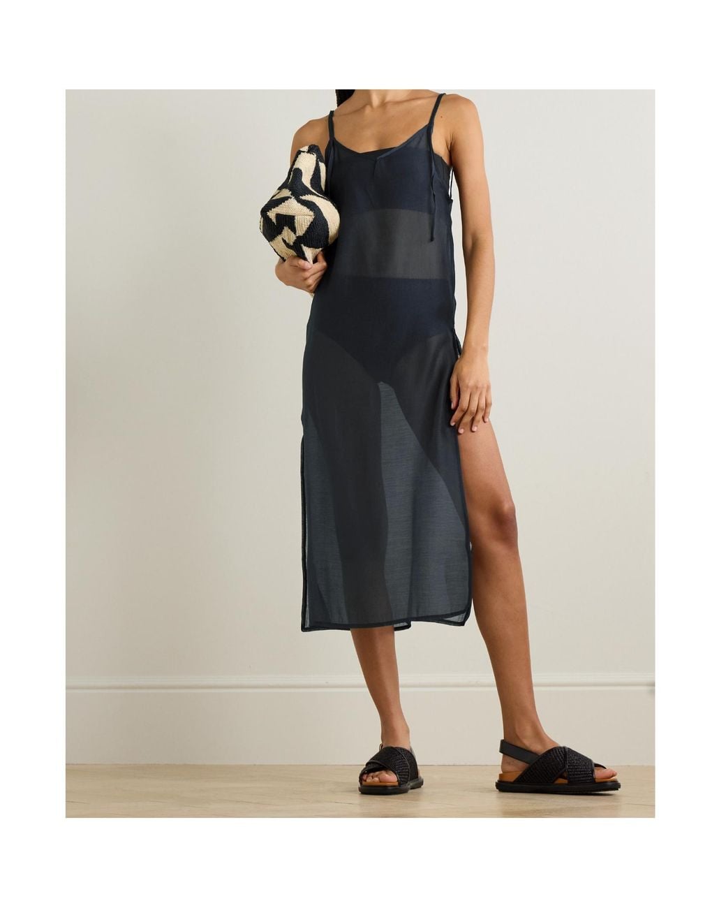 Frankie Shop Blue Madeline Voile Midi Dress