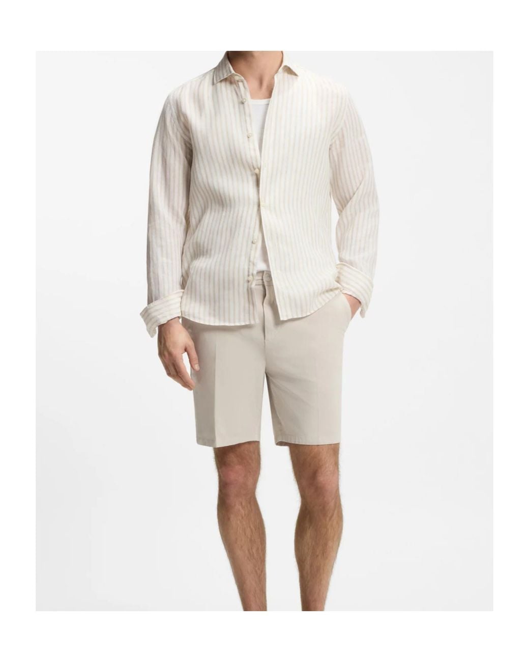 Boss White Buttoned Shorts for men