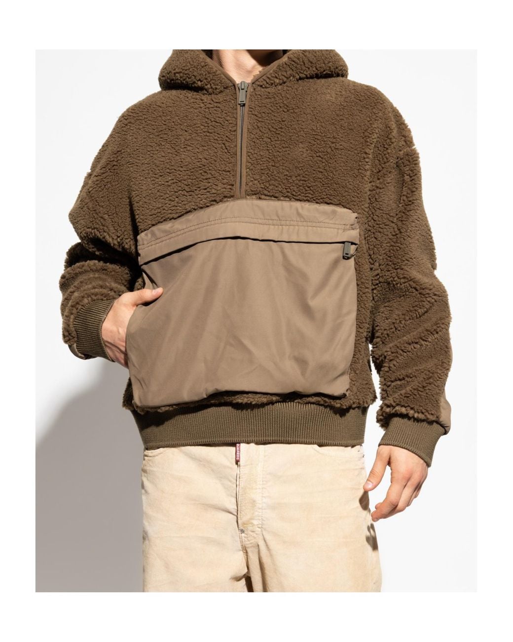 DSquared² Natural Half-Zip Fleece Hoodie for men
