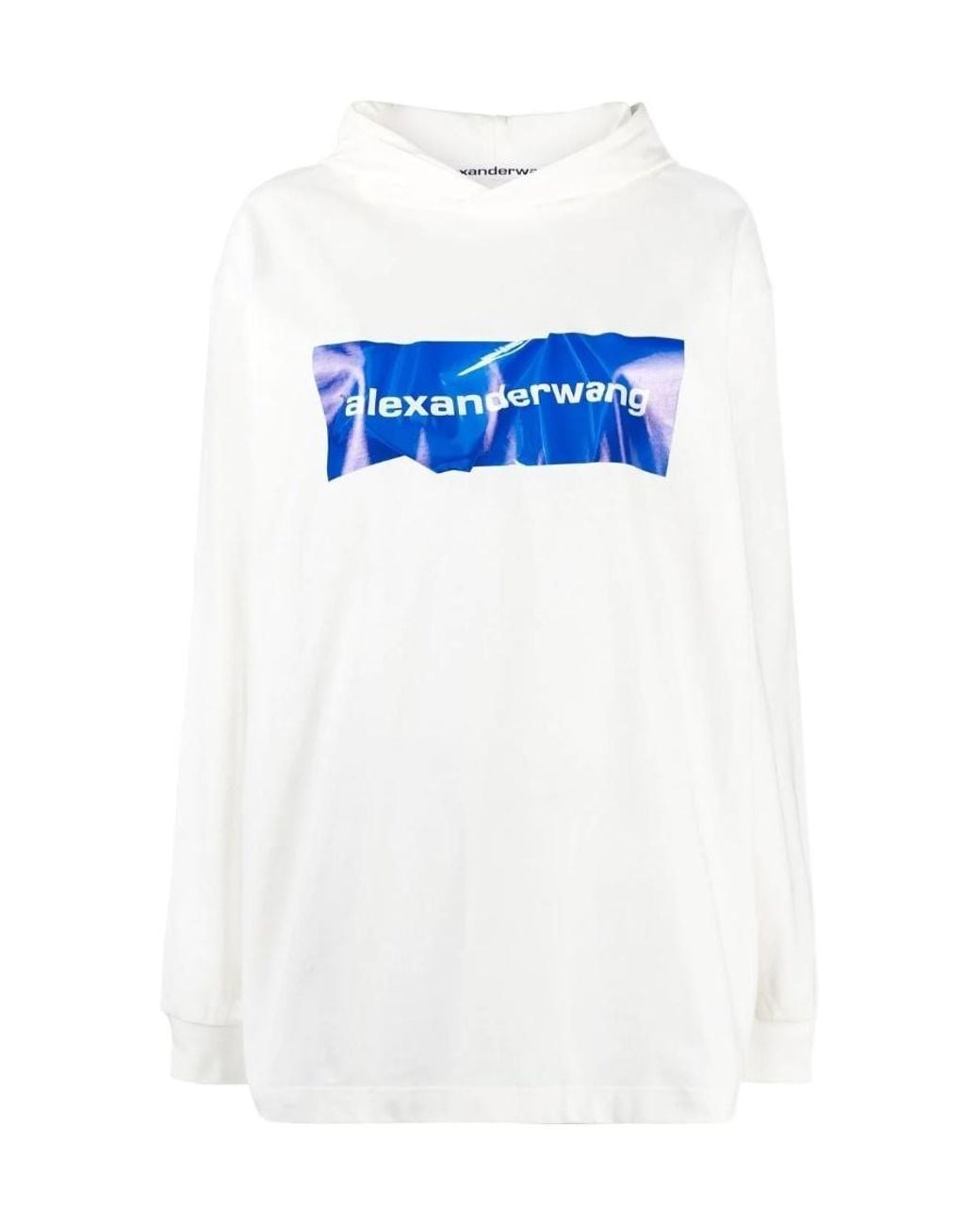 Alexander Wang Blue Logo Print Pullover Hoodie