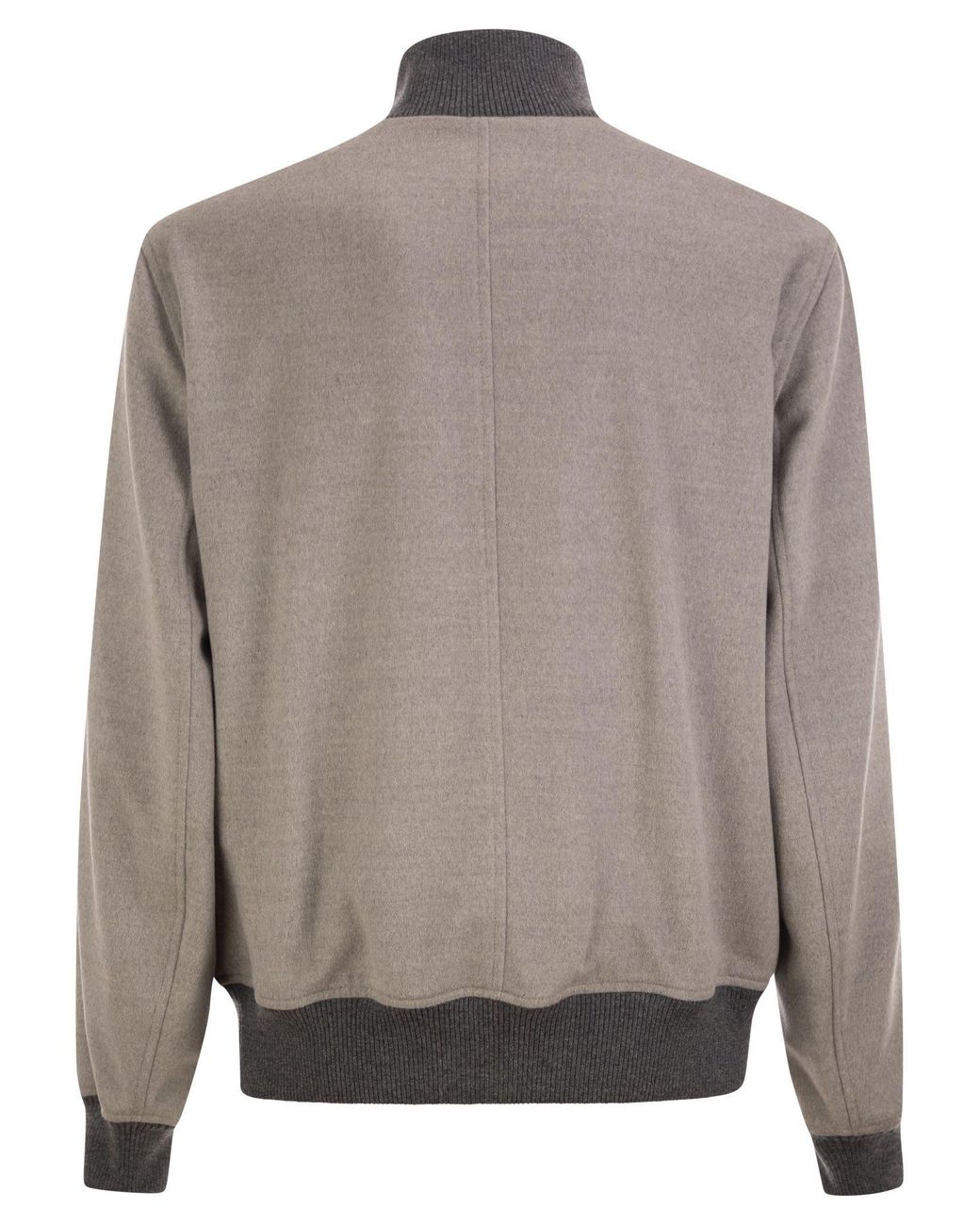 Brunello Cucinelli Gray Long-Sleeve High-Neck Bomber Jacket for men