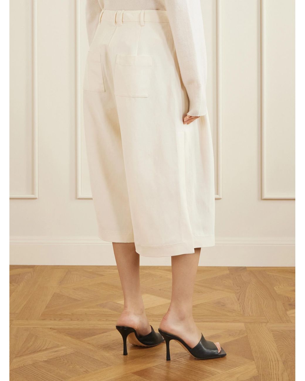 Co. White Pleated Woven Wide-Leg Pants