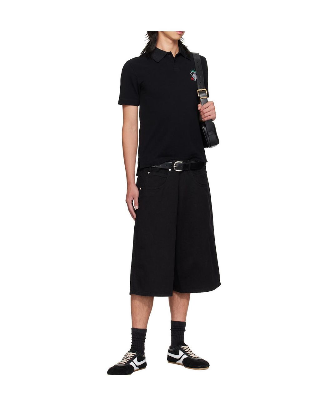 Lu'u Dan Black Short-Sleeved Polo Shirt for men