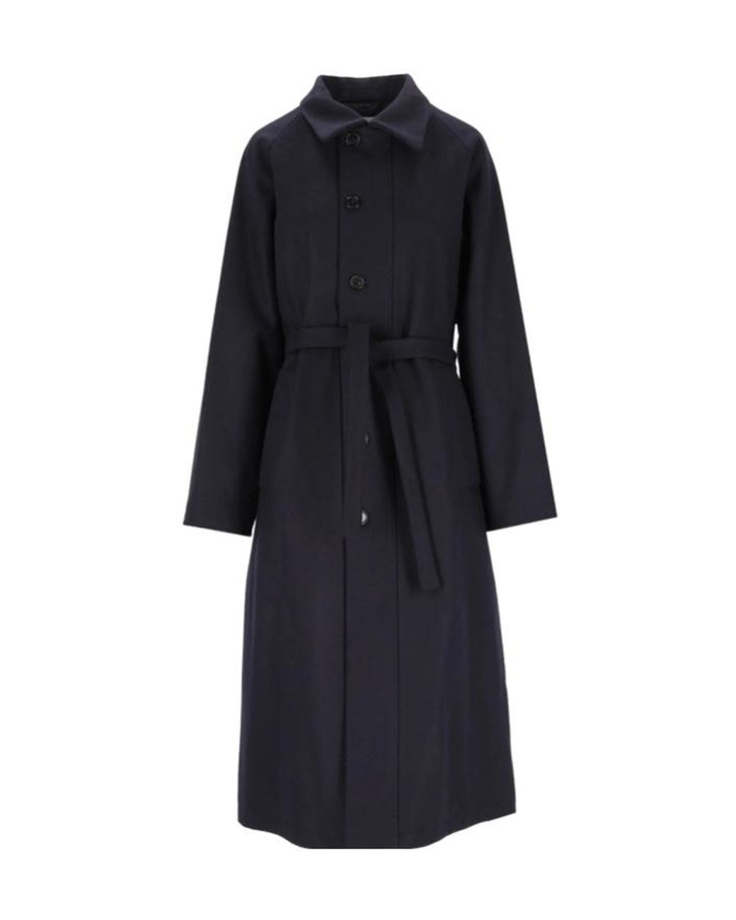 Barena Blue Belted Long Collar Coat