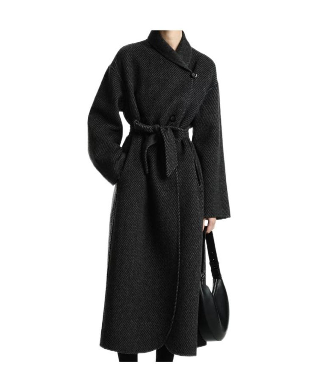 Emporio Armani Black Belted Double-Breasted Coat