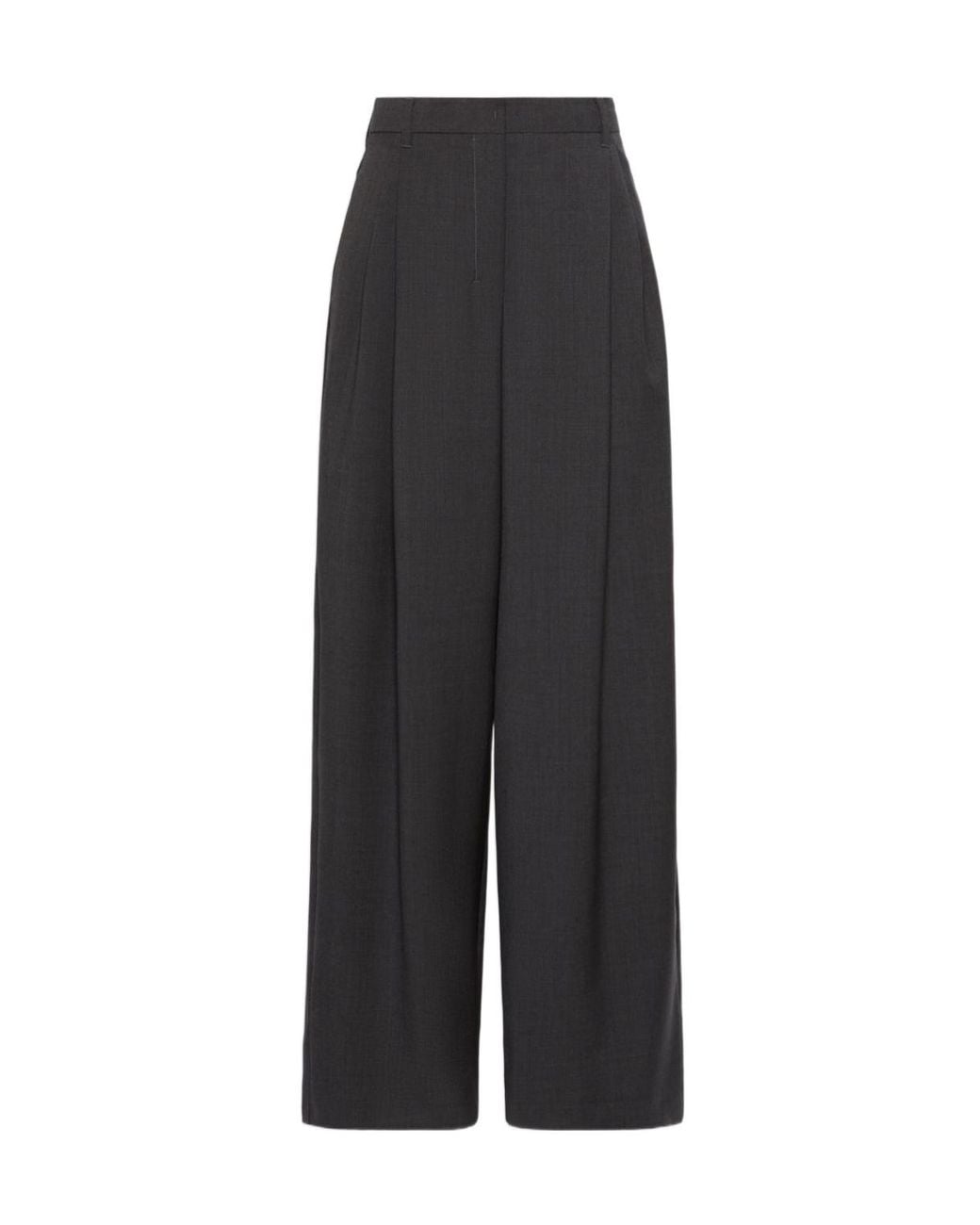 Max Mara Black S Pleated Wide-Leg Pants