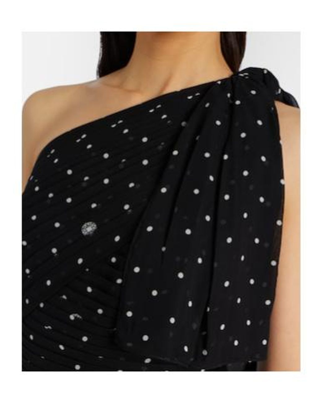 Elie Saab Black Polka-Dot One-Shoulder Gown