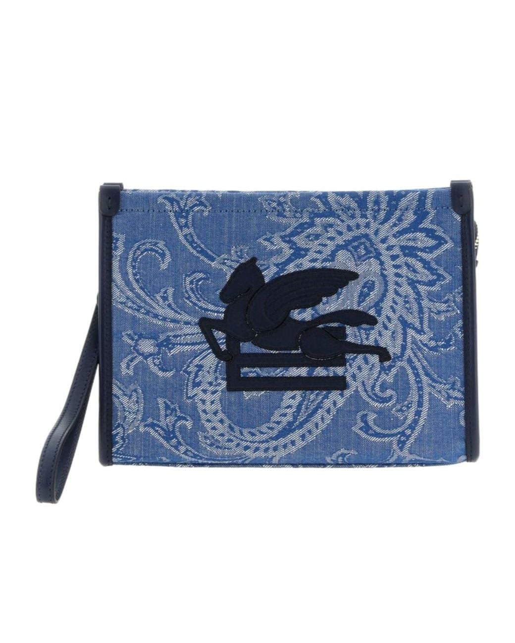 Etro Blue Zipped Clutch Bag