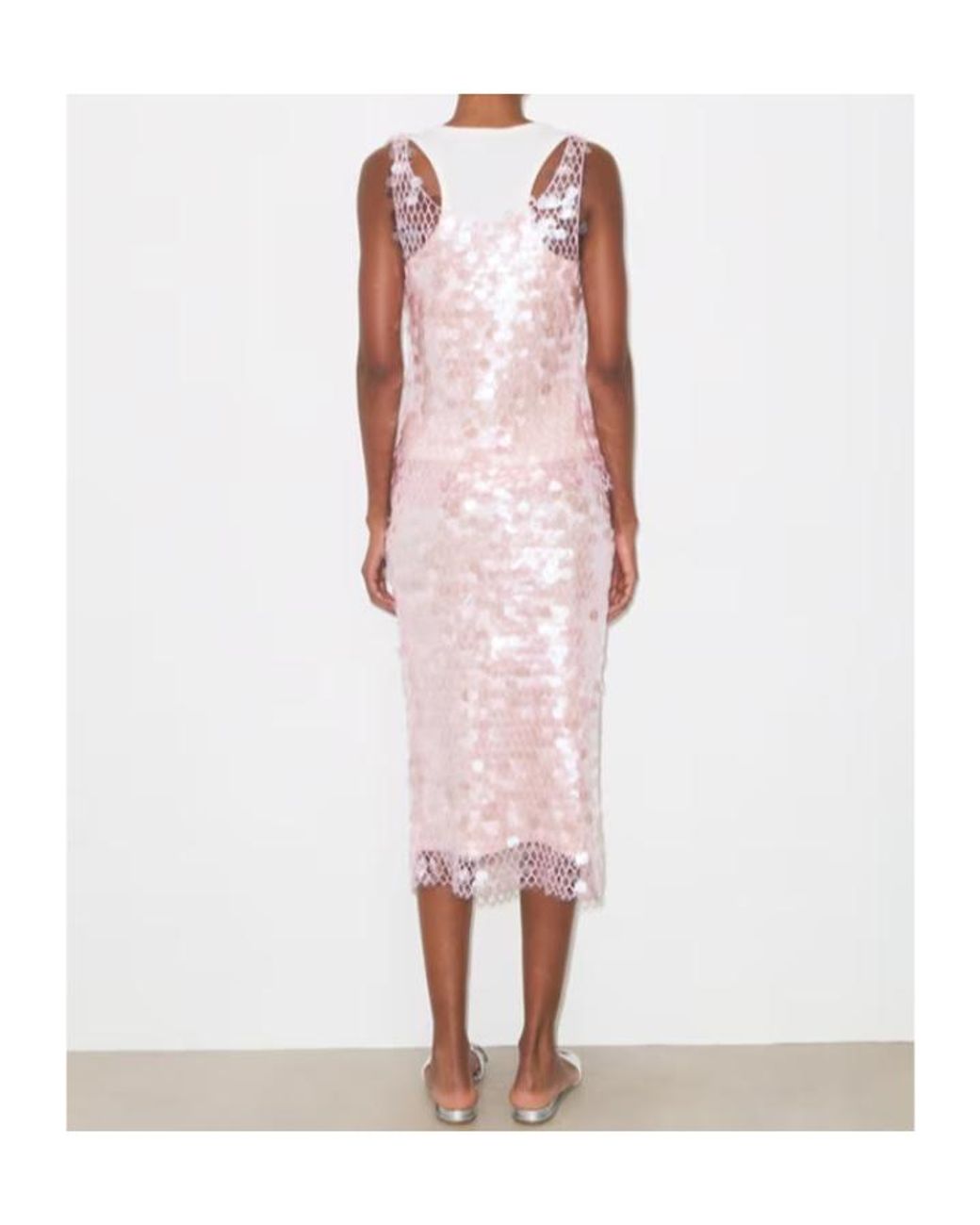 Tory Burch Pink Sequin Embellished Mesh Midi Skirt