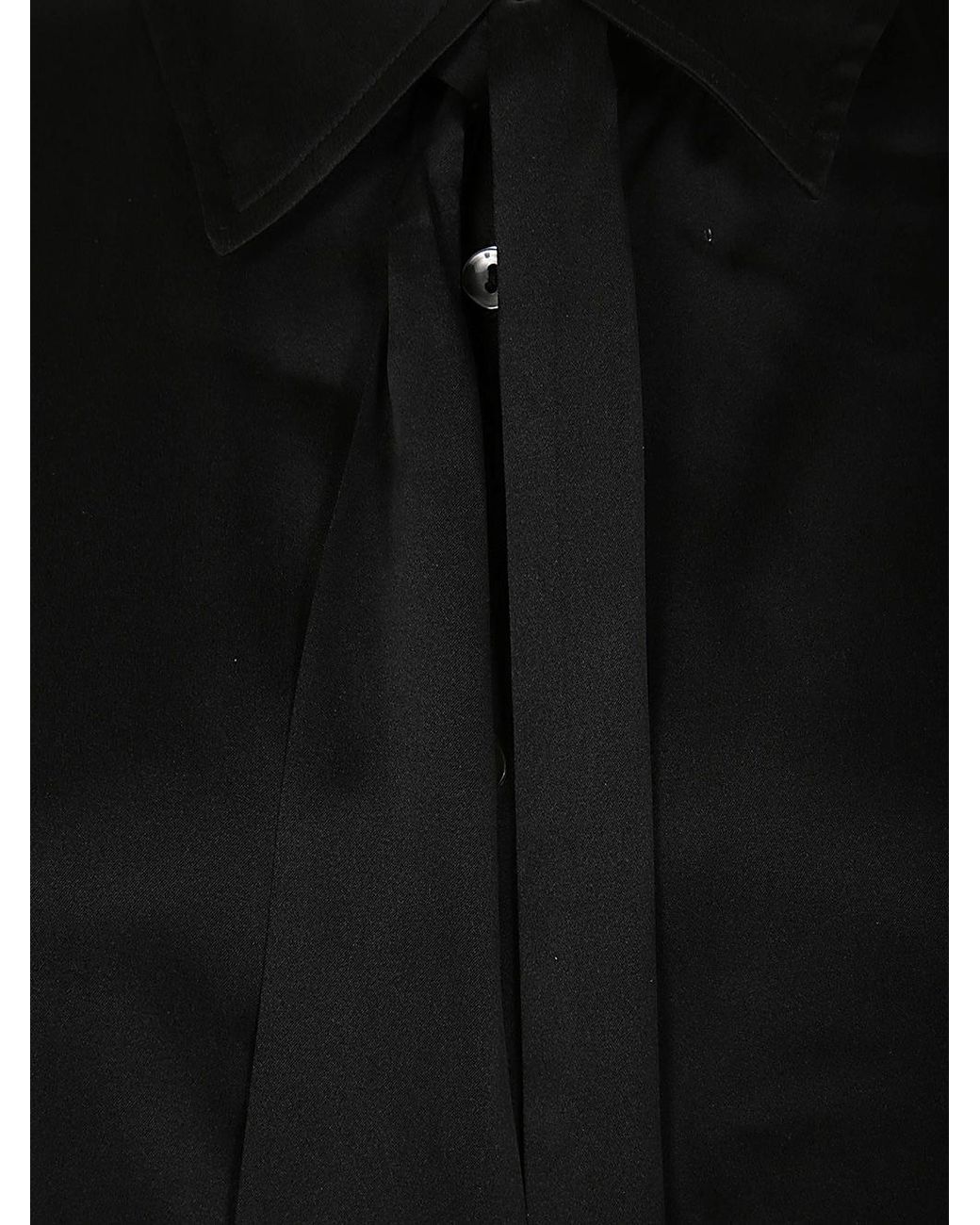 P.A.R.O.S.H. Black Silk Shirt With Ribbon