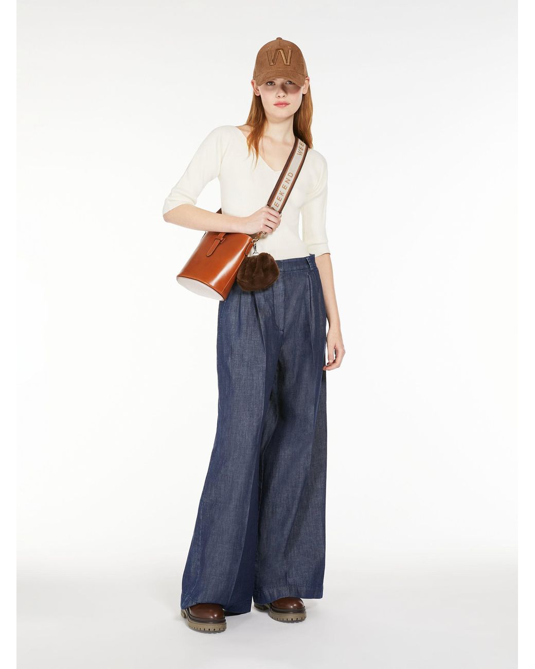 Weekend by Maxmara White V-Neck Half-Sleeved Jumper