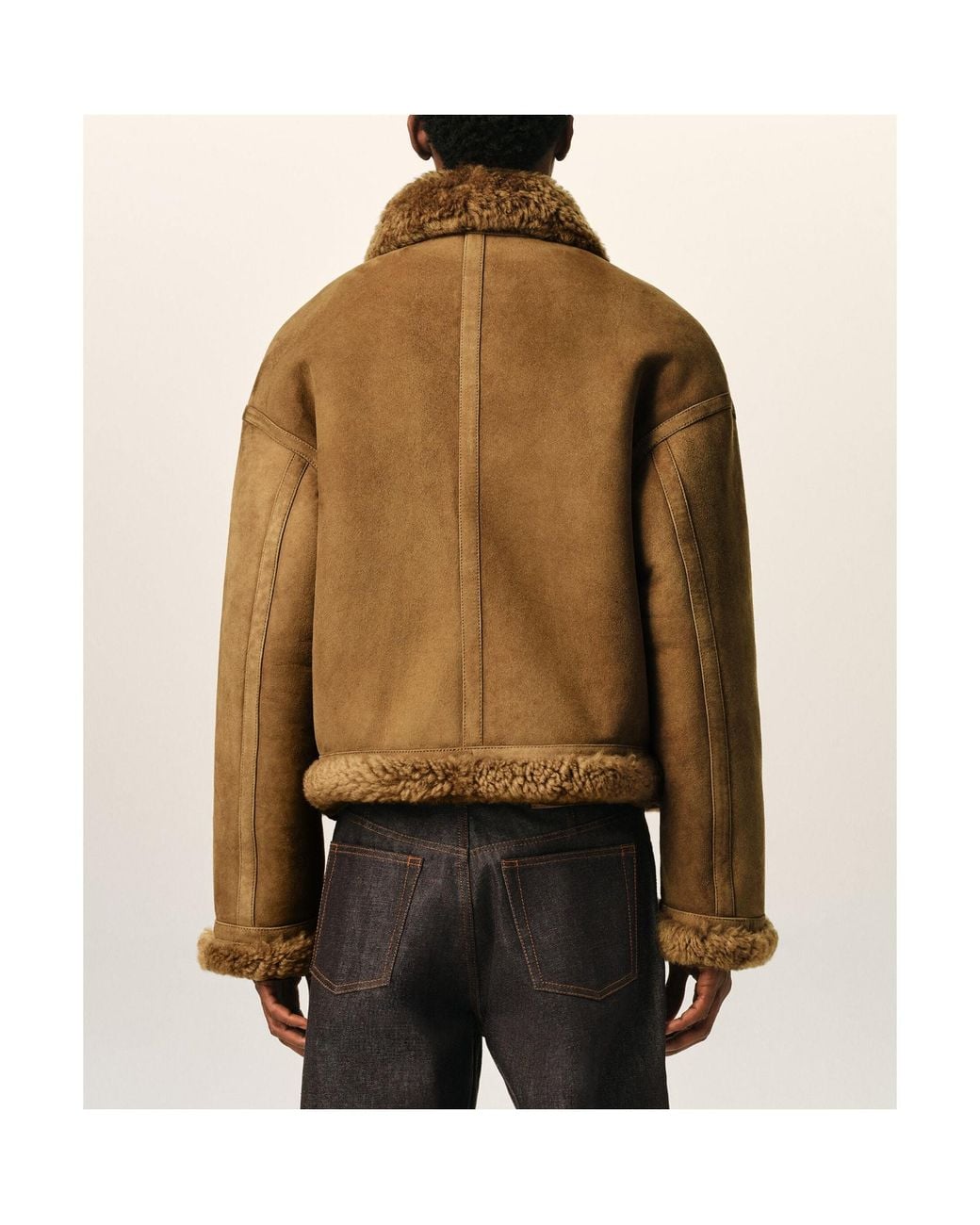 AMI Brown Sheep Shearling Aviator Jacket for men