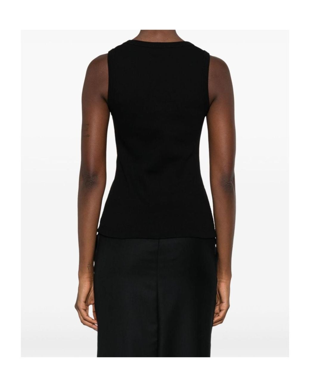 McQueen Black Logo Plaque Ribbed Tank Top