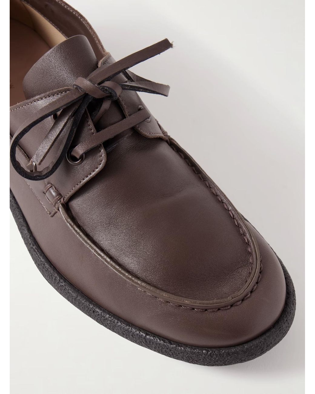 The Row Brown Novus Sailor Leather Loafers