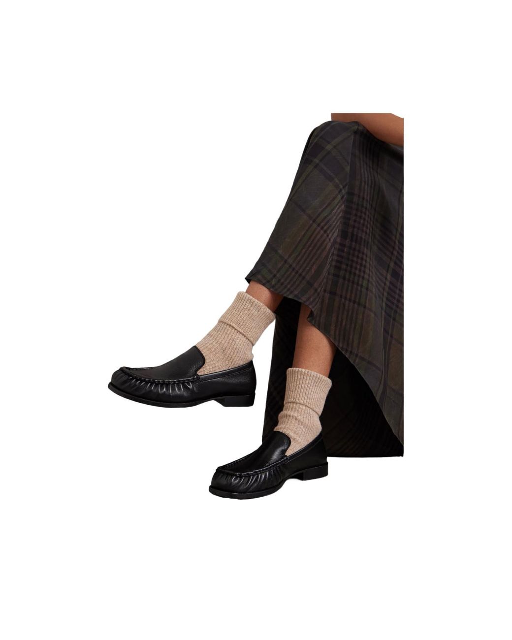 Johnstons White Ribbed Cashmere Socks
