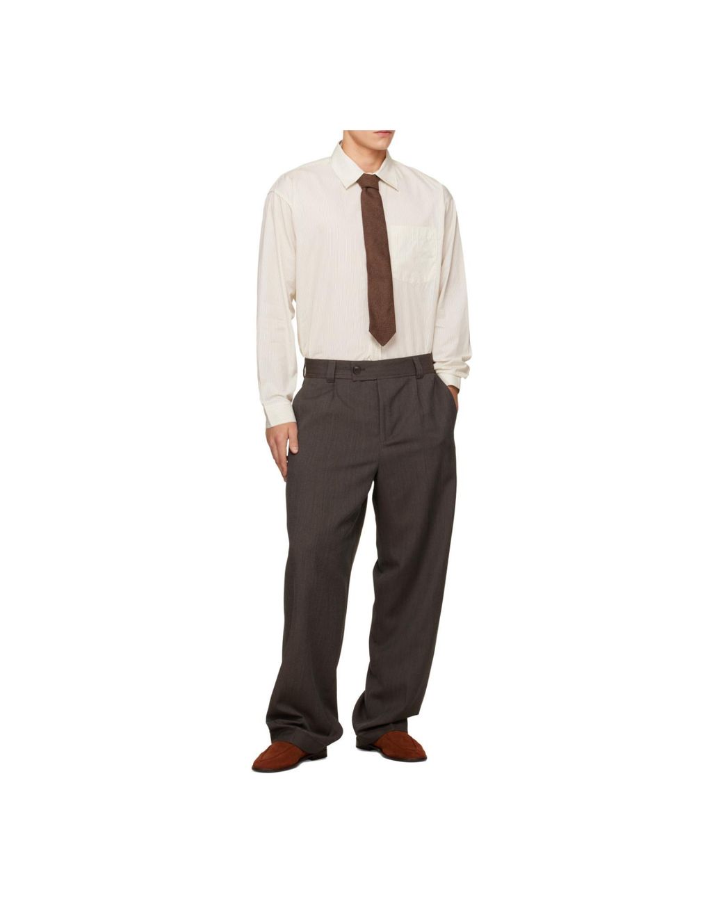 mfpen White Executive Striped Shirt for men