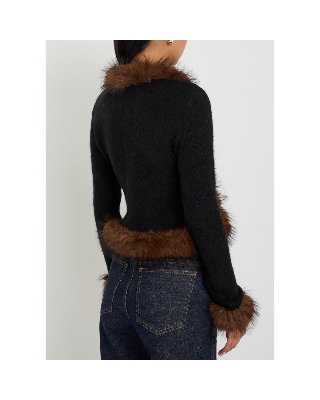 Self-Portrait Black V-Neck Sweater Coat