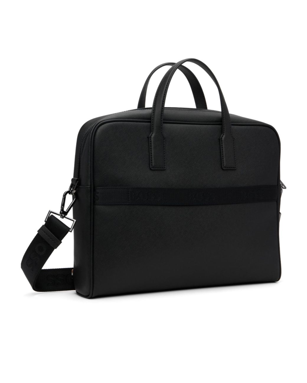 Boss Black Logo-Plaque Top-Handle Briefcase for men