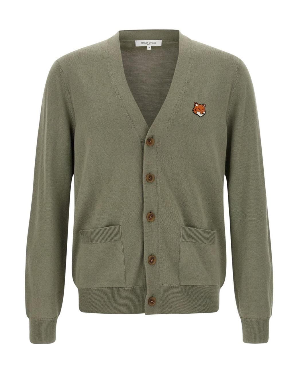 Maison Kitsuné Green Maison Kitsuné Fox Head Regular Cardigan for men