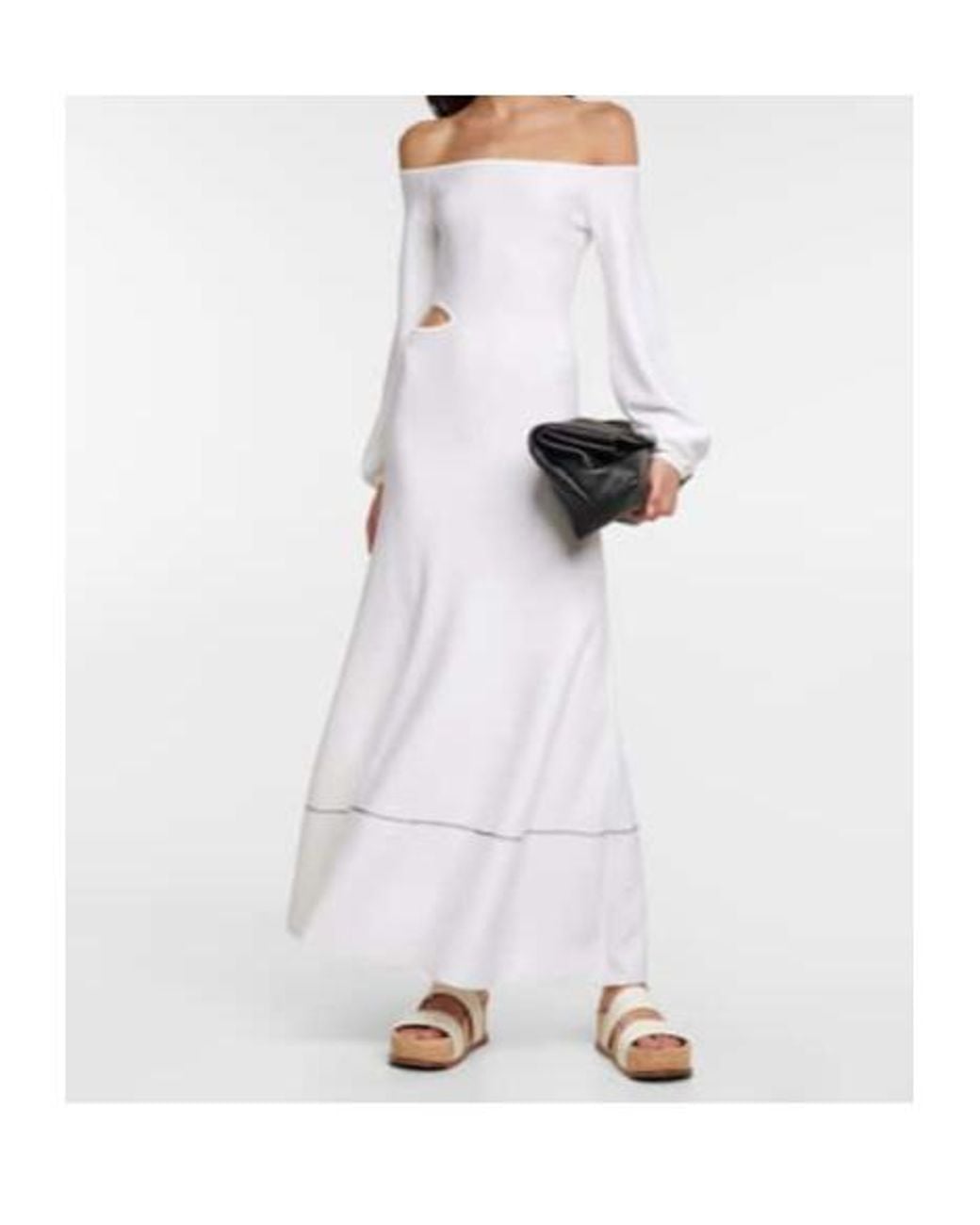 Gabriela Hearst White Off-The-Shoulder Midi Dress
