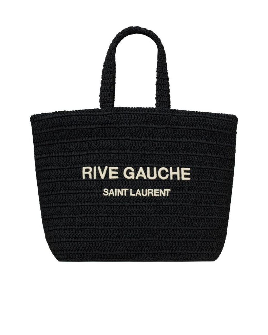 Saint Laurent Black Rive Gauche Embroidered Tote Bag