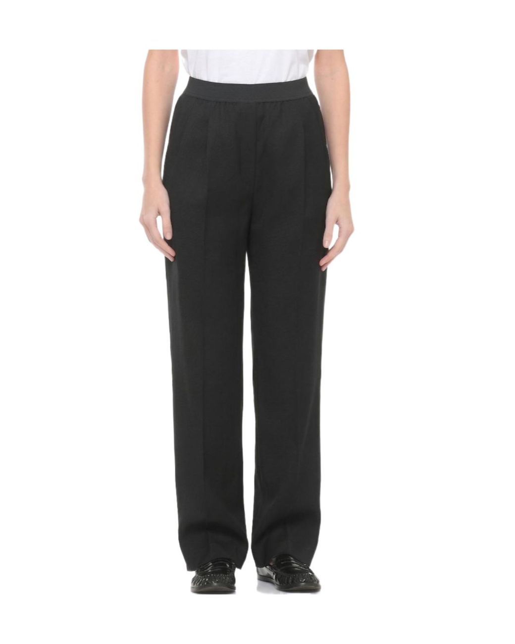 Loulou de Saison Black Elastic-Waist Wide-Leg Pants