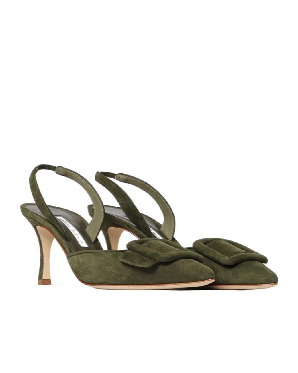Manolo Blahnik Green Open-Back High-Heeled Sandals